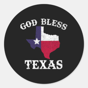 Pegatina Redonda Bandera de Estados Unidos en Texas Texan Dios bend