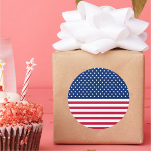 Pegatina Redonda Bandera de Estados Unidos Estrellas patrióticas Ti