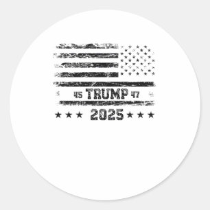 Pegatina Redonda Bandera De Estados Unidos.presidente Donald Trump.