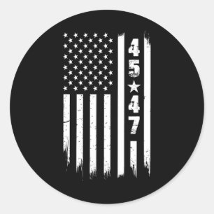 Pegatina Redonda Bandera De Estados Unidos Trump 45 47