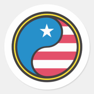 Pegatina Redonda Bandera de Estados Unidos Yin Yang