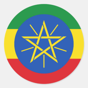 Pegatina Redonda Bandera de Etiopía (etíope)