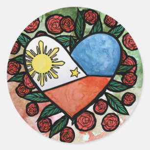 Pegatina Redonda Bandera de Filipinas