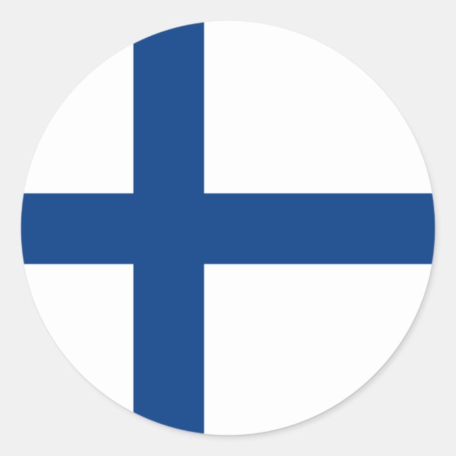 Pegatina Redonda Bandera de Finlandia (Anverso)