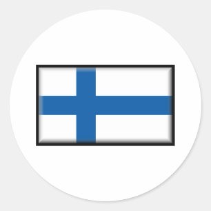 Pegatina Redonda Bandera de Finlandia