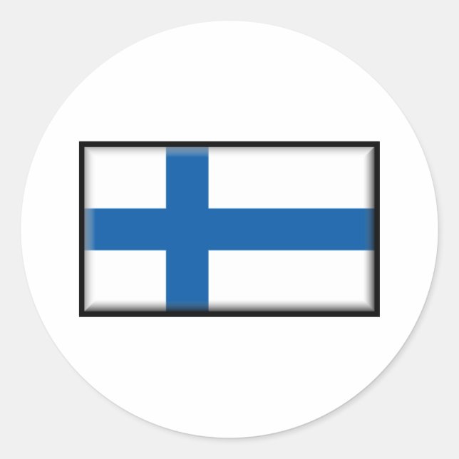 Pegatina Redonda Bandera de Finlandia (Anverso)