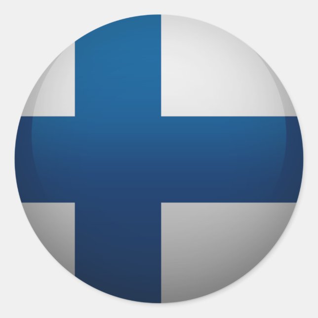 Pegatina Redonda Bandera de Finlandia (Anverso)