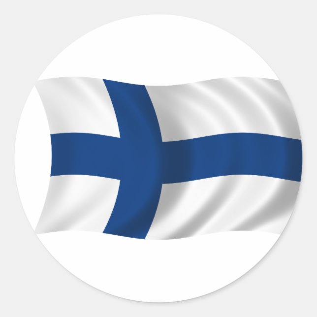 Pegatina Redonda Bandera de Finlandia (Anverso)