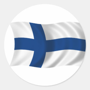 Pegatina Redonda Bandera de Finlandia