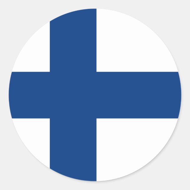 Pegatina Redonda Bandera de Finlandia (Anverso)