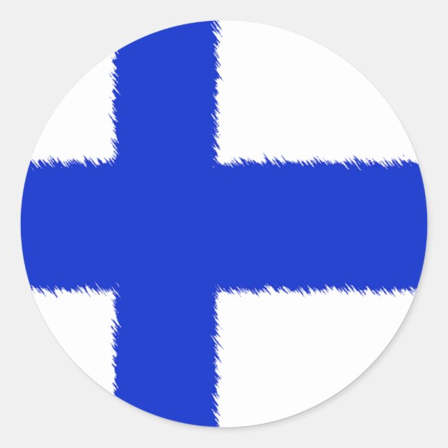 Pegatina Redonda Bandera de Finlandia (Anverso)