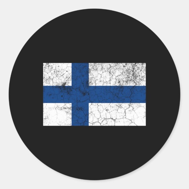 Pegatina Redonda Bandera De Finlandia (Anverso)