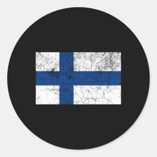 Pegatina Redonda Bandera De Finlandia