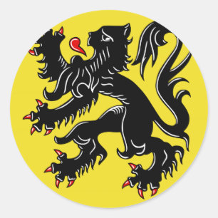 Pegatina Redonda Bandera de Flandes (Bélgica)