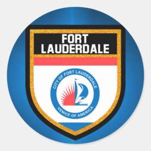Pegatina Redonda Bandera de Fort Lauderdale