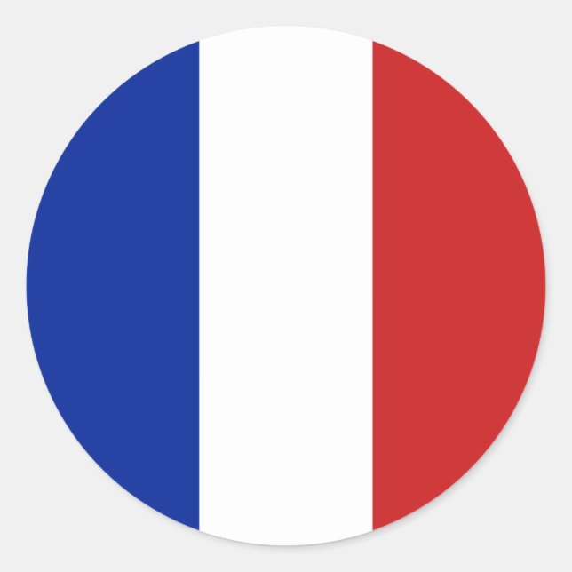 Pegatina Redonda Bandera de Francia (Anverso)