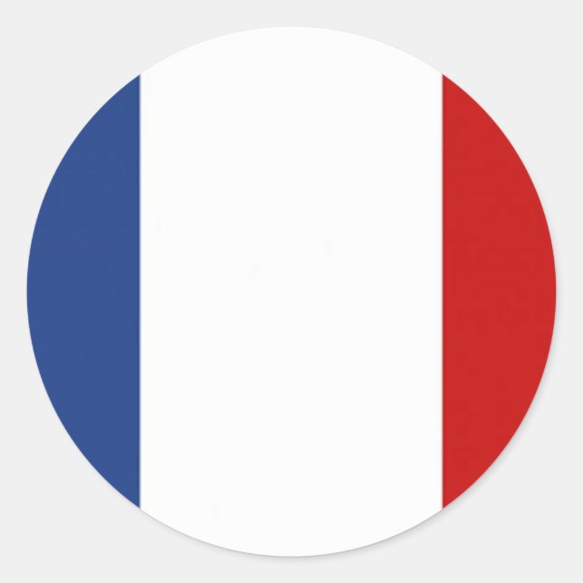 Pegatina Redonda Bandera de Francia (Anverso)