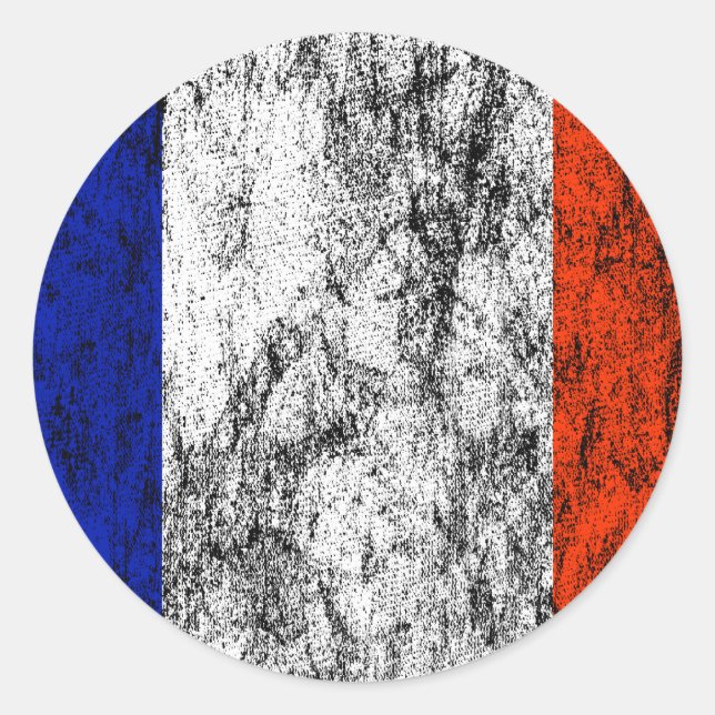 Pegatina Redonda bandera de francia (Anverso)
