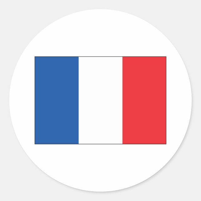 Pegatina Redonda Bandera de Francia (Anverso)