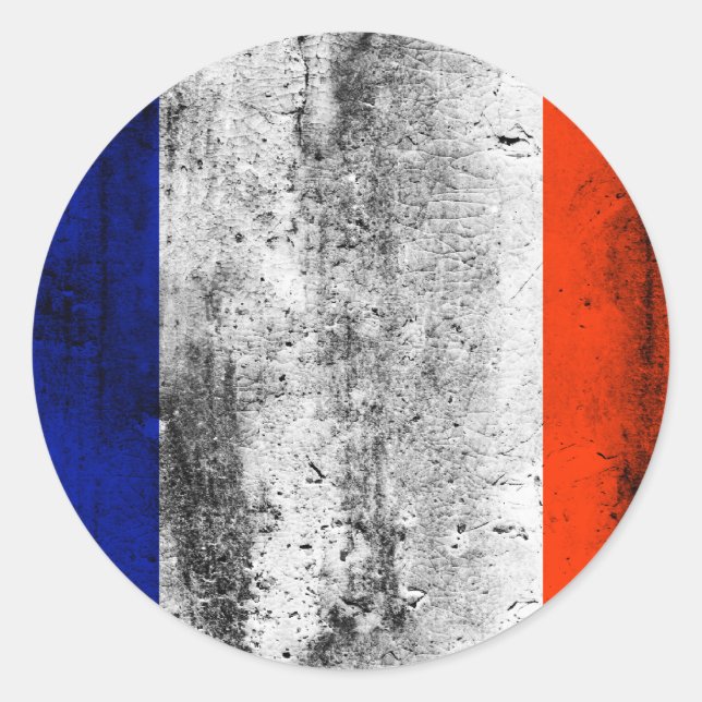 Pegatina Redonda bandera de francia (Anverso)
