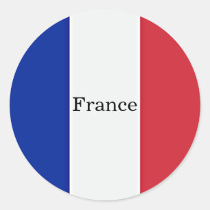 Pegatina Redonda Bandera de Francia, etiquetada,
