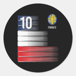 Pegatina Redonda Bandera de Francia Número 10 Fútbol Francés Hombre