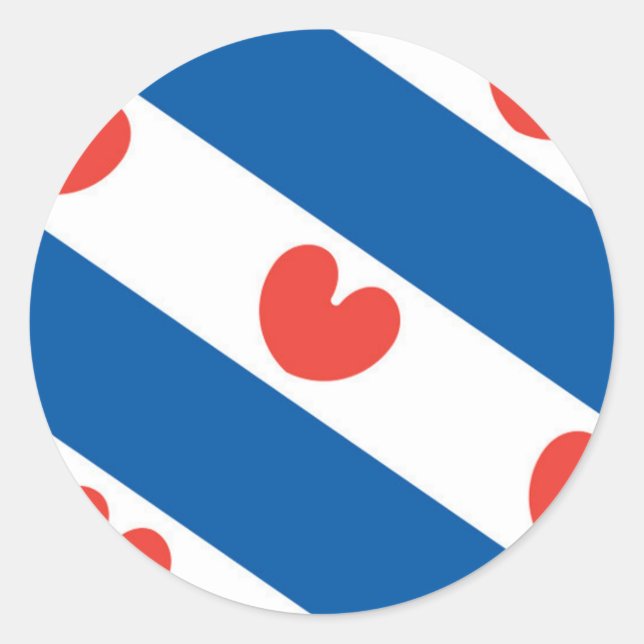 Pegatina Redonda Bandera de Frisia (Anverso)
