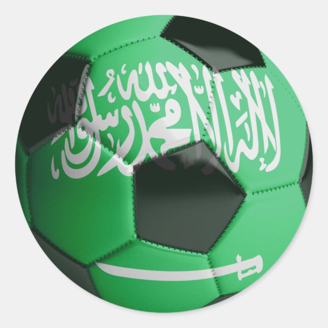 Pegatina Redonda Bandera de fútbol de Arabia Saudita (Anverso)