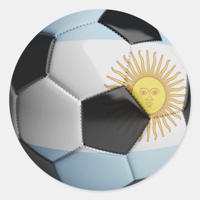 Pegatina Redonda Bandera de Fútbol de Argentina (Anverso)