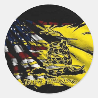 Pegatina Redonda Bandera De Gadsden - Libertad O Muerte