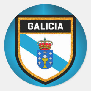 Pegatina Redonda Bandera de Galicia