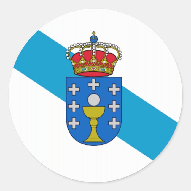 Pegatina Redonda Bandera de Galicia (España) (Anverso)