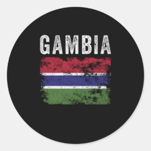 Pegatina Redonda Bandera de Gambia con problemas - Bandera gambiana