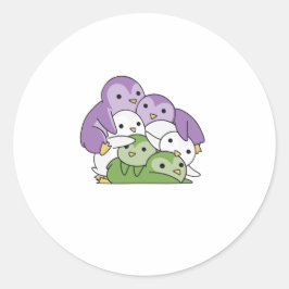 Pegatina Redonda Bandera de género Orgullo Lgbtq Cute Pingüino