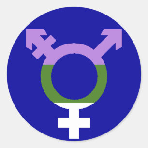 Pegatina Redonda Bandera de género queer Símbolo trans