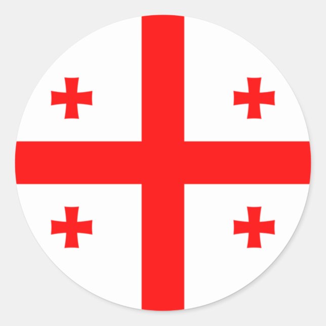 Pegatina Redonda Bandera de Georgia (Anverso)
