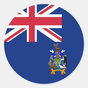 Pegatina Redonda Bandera de Georgia del Sur y Sandwich del Sur