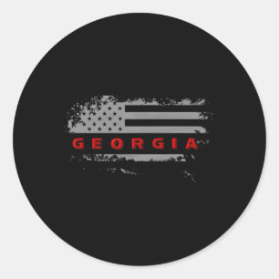 Pegatina Redonda Bandera de Georgia EE. UU.