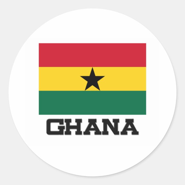 Pegatina Redonda Bandera de Ghana (Anverso)