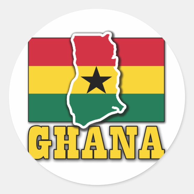 Pegatina Redonda Bandera de Ghana (Anverso)