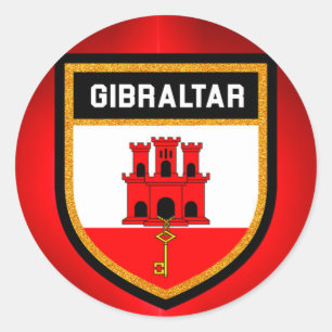 Pegatina Redonda Bandera de Gibraltar