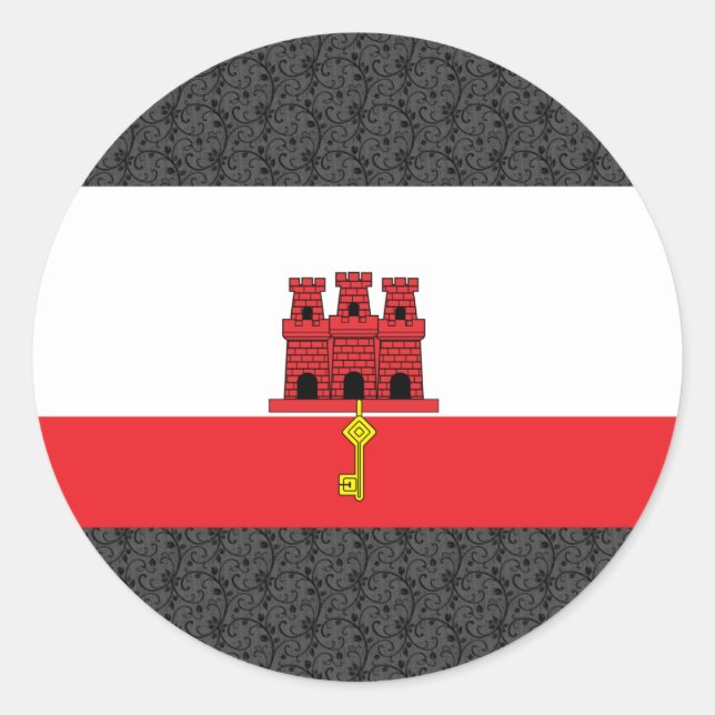 Pegatina Redonda Bandera de Gibraltar (Anverso)