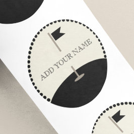 Pegatina Redonda Bandera de golf con texto personalizado