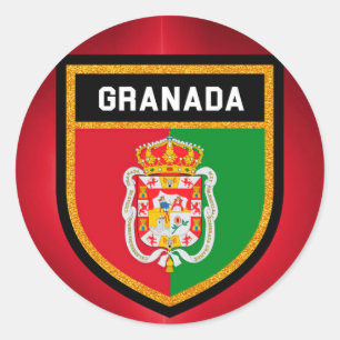 Pegatina Redonda Bandera de Granada