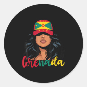 Pegatina Redonda Bandera de Granada del Chica granadino Orgullosa d