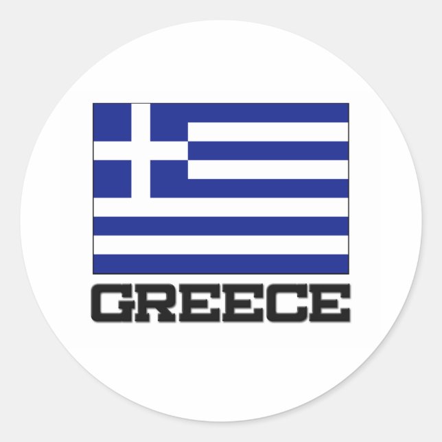 Pegatina Redonda Bandera de Grecia (Anverso)