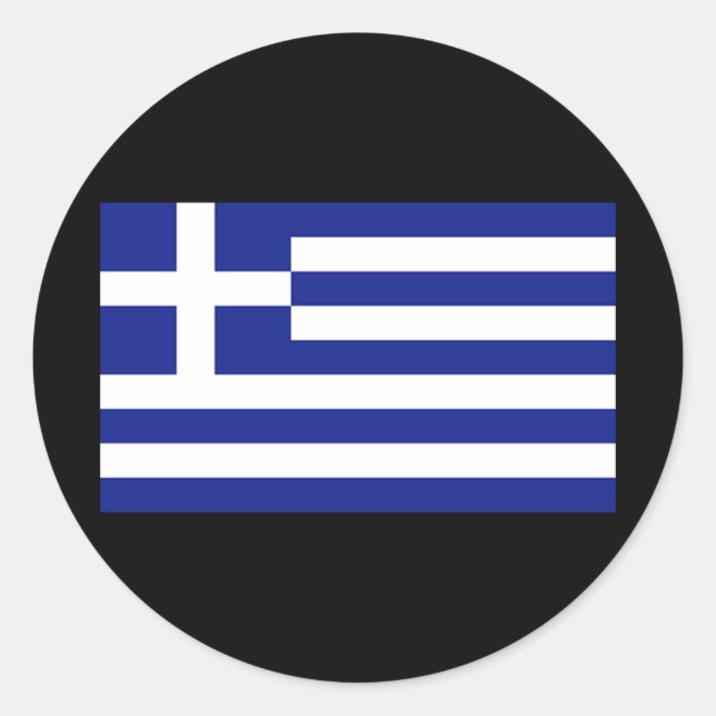 Pegatina Redonda Bandera de Grecia (Anverso)