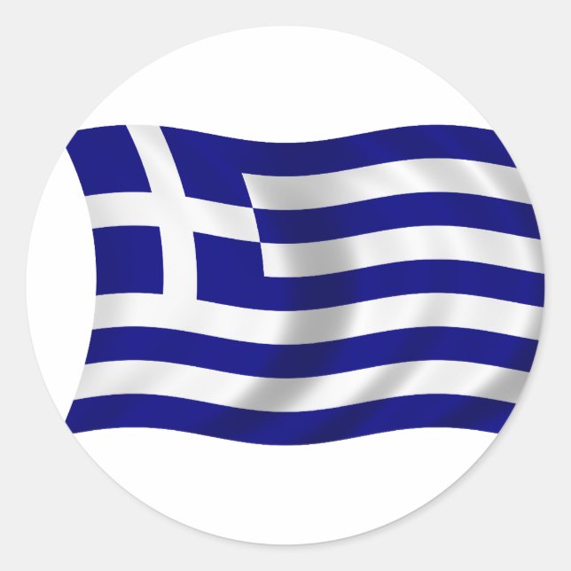 Pegatina Redonda Bandera de Grecia (Anverso)
