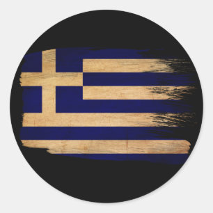 Pegatina Redonda Bandera de Grecia