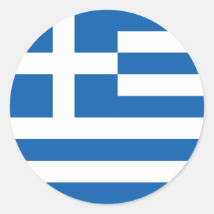 Pegatina Redonda Bandera de Grecia